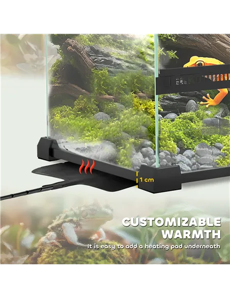 PawHut 12L Vivarium for Lizards, Frogs, Snakes, Turtles, Tortoises w/ Anti-Escape Design, Ventilation