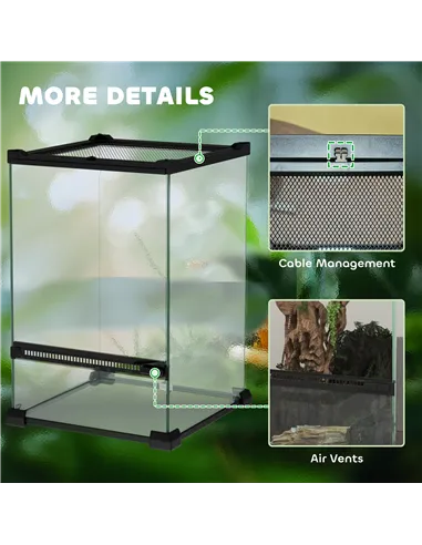 PawHut 12L Vivarium for Lizards, Frogs, Snakes, Turtles, Tortoises w/ Anti-Escape Design, Ventilation