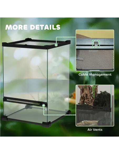 PawHut 12L Vivarium for Lizards, Frogs, Snakes, Turtles, Tortoises w/ Anti-Escape Design, Ventilation
