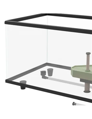 PawHut 50L Glass Turtle Tank Aquarium with Basking Platform, Easy Drainage, Strip Patch Thermometer