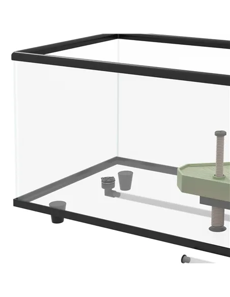 PawHut 50L Glass Turtle Tank Aquarium with Basking Platform, Easy Drainage, Strip Patch Thermometer
