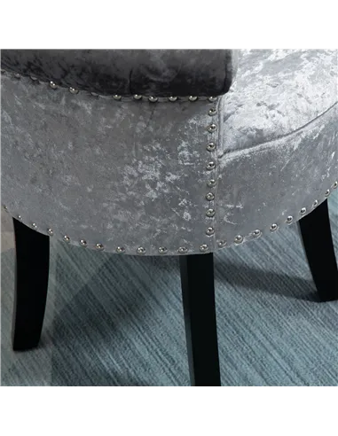 HOMCOM Dressing Table Stool with Rubber Wood Legs, Ice Velvet Vanity Stool for Living Room Bedroom, Grey