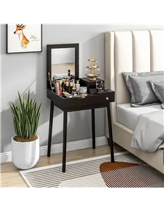 HOMCOM Dressing Table with Flip-up Mirror, Makeup Desk with 2 Drawers, Vanity Table Writing Desk for Bedroom Living Room, Black 2