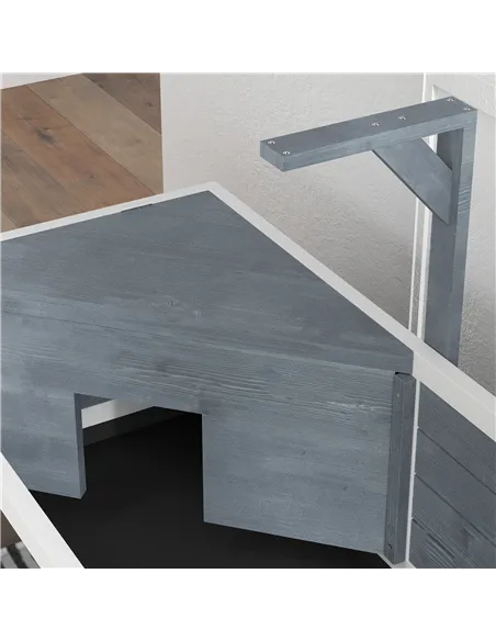 PawHut Wooden Tortoise House with Storage Shelf, Clear Observation Windows, Lamp Holder, Openable Top, Built-in Tray, Grey