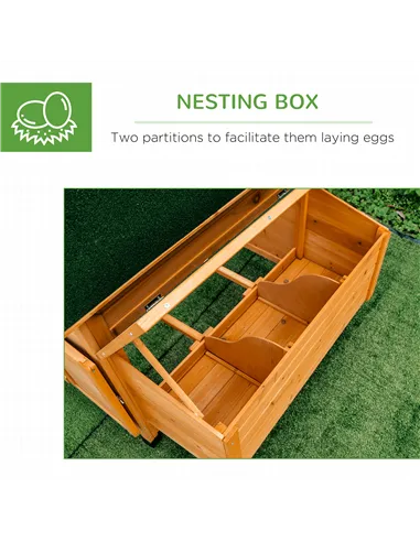 PawHut Wooden Chicken Coop with Nesting Boxes, Tray, for 2-4 Chickens, Yellow
