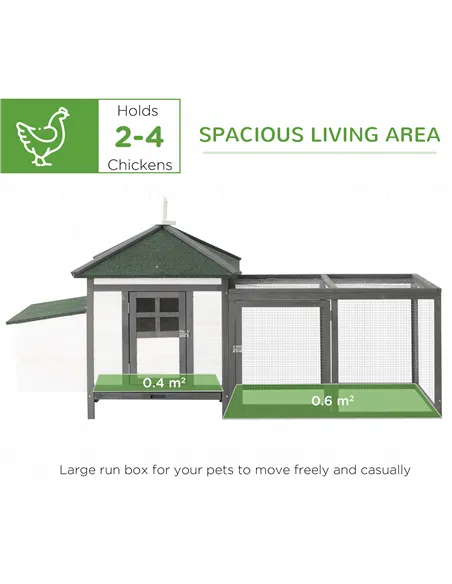 PawHut Chicken Coop Small Animal Pet Cage w/ Nesting Box Outdoor Run Wooden