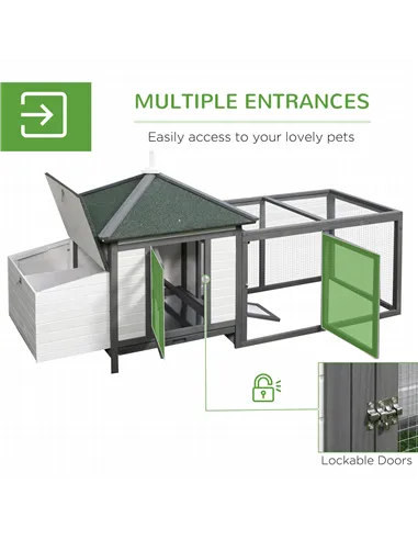 PawHut Chicken Coop Small Animal Pet Cage w/ Nesting Box Outdoor Run Wooden