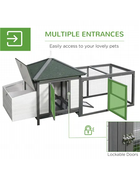 PawHut Chicken Coop Small Animal Pet Cage w/ Nesting Box Outdoor Run Wooden