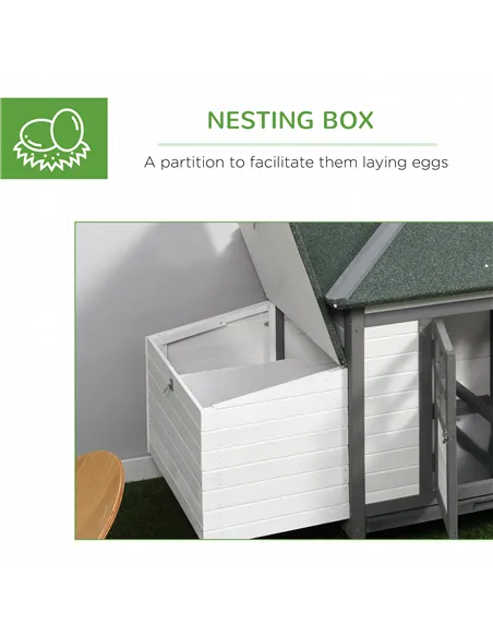 PawHut Chicken Coop Small Animal Pet Cage w/ Nesting Box Outdoor Run Wooden