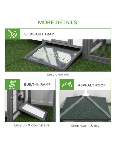 PawHut Chicken Coop Small Animal Pet Cage w/ Nesting Box Outdoor Run Wooden