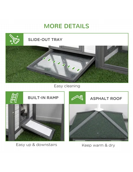 PawHut Chicken Coop Small Animal Pet Cage w/ Nesting Box Outdoor Run Wooden