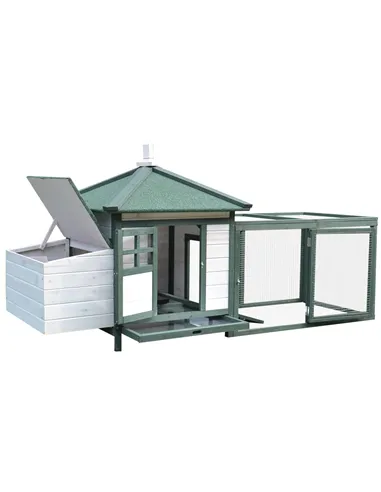 PawHut Chicken Coop, Small Animal Pet cage w/ Nesting Box, Wooden Outdoor Run, Green