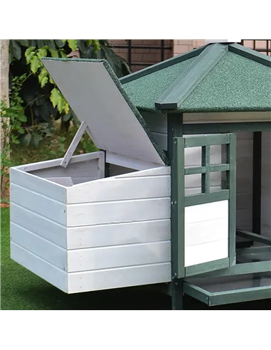 PawHut Chicken Coop, Small Animal Pet cage w/ Nesting Box, Wooden Outdoor Run, Green