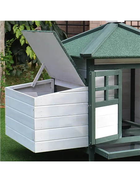 PawHut Chicken Coop, Small Animal Pet cage w/ Nesting Box, Wooden Outdoor Run, Green