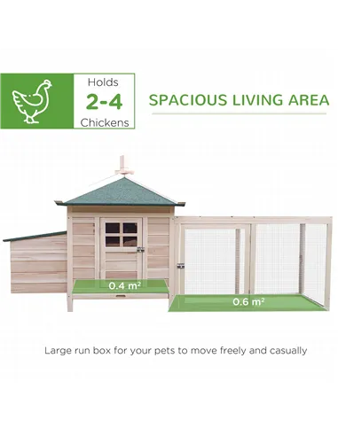 PawHut Chicken Coop Small Animal Pet Cage w/ Nesting Box Outdoor Run Backyard Wooden