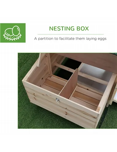 PawHut Chicken Coop Small Animal Pet Cage w/ Nesting Box Outdoor Run Backyard Wooden