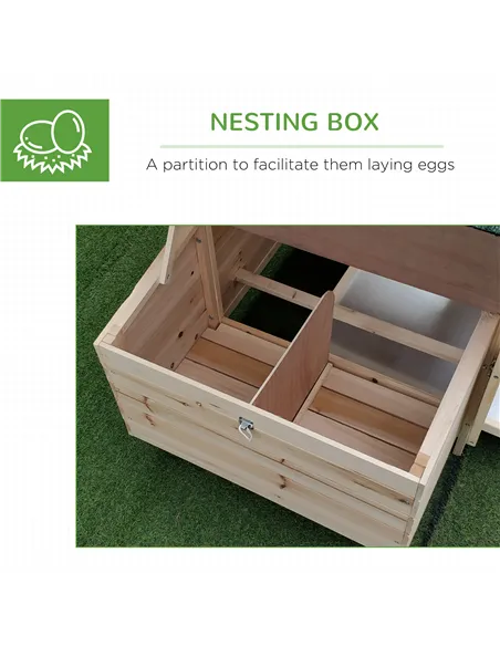 PawHut Chicken Coop Small Animal Pet Cage w/ Nesting Box Outdoor Run Backyard Wooden