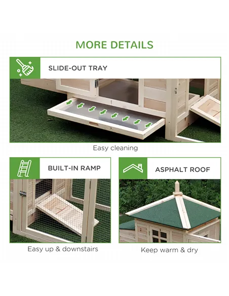 PawHut Chicken Coop Small Animal Pet Cage w/ Nesting Box Outdoor Run Backyard Wooden