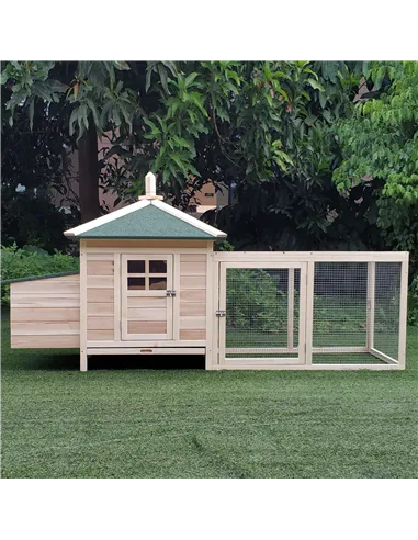 PawHut Chicken Coop Small Animal Pet Cage w/ Nesting Box Outdoor Run Backyard Wooden