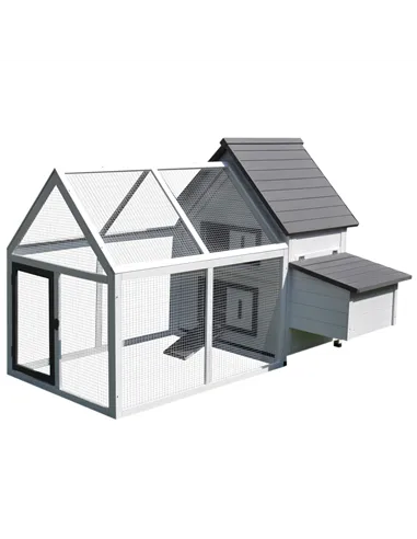 PawHut Chicken Coop with Run Wooden Hen House Pet Poultry Coops Cages Small Animal Outdoor Pen with Nesting Box 166 x 124 x 112c