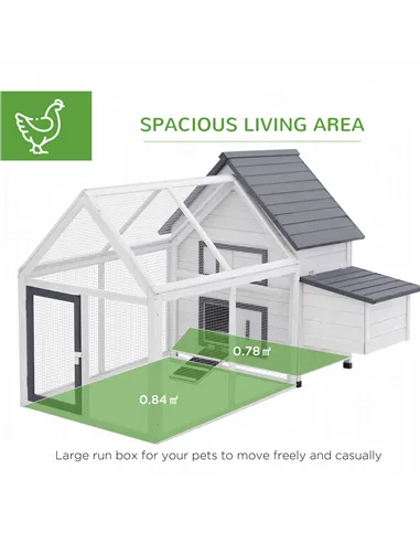 PawHut Chicken Coop with Run Wooden Hen House Pet Poultry Coops Cages Small Animal Outdoor Pen with Nesting Box 166 x 124 x 112c