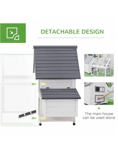 PawHut Chicken Coop with Run Wooden Hen House Pet Poultry Coops Cages Small Animal Outdoor Pen with Nesting Box 166 x 124 x 112c