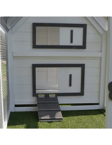 PawHut Chicken Coop with Run Wooden Hen House Pet Poultry Coops Cages Small Animal Outdoor Pen with Nesting Box 166 x 124 x 112c