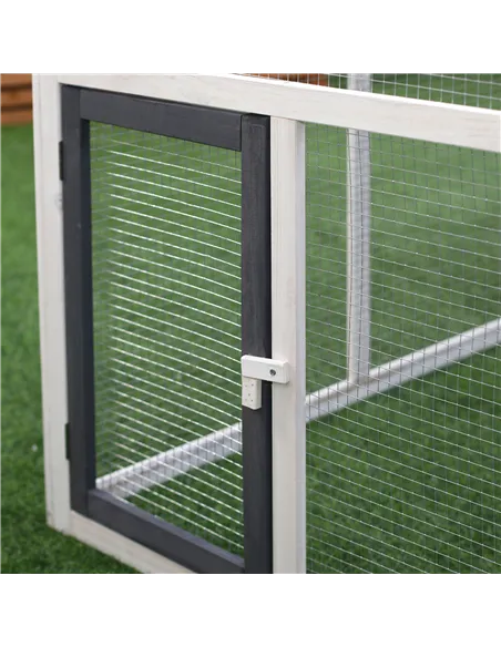 PawHut Chicken Coop with Run Wooden Hen House Pet Poultry Coops Cages Small Animal Outdoor Pen with Nesting Box 166 x 124 x 112c