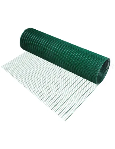 Pawhut PVC Coated Welded Wire Mesh Fencing Chicken Poultry Aviary Fence Run Hutch Pet Rabbit 30m Dark Green