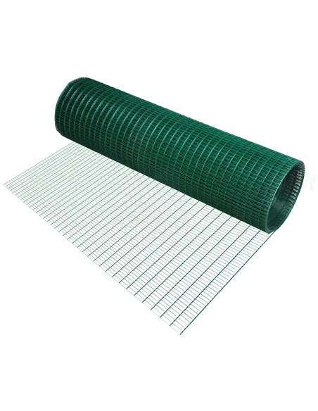 Pawhut PVC Coated Welded Wire Mesh Fencing Chicken Poultry Aviary Fence Run Hutch Pet Rabbit 30m Dark Green