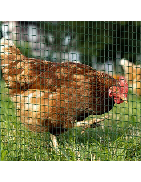 Pawhut PVC Coated Welded Wire Mesh Fencing Chicken Poultry Aviary Fence Run Hutch Pet Rabbit 30m Dark Green