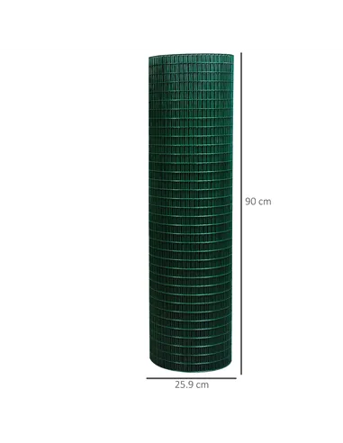 Pawhut PVC Coated Welded Wire Mesh Fencing Chicken Poultry Aviary Fence Run Hutch Pet Rabbit 30m Dark Green