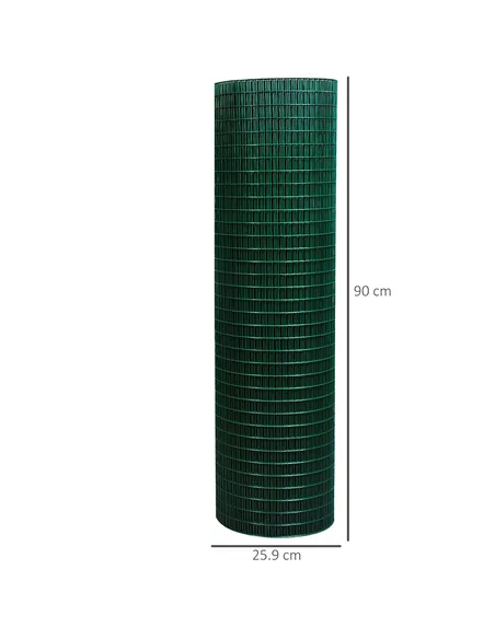 Pawhut PVC Coated Welded Wire Mesh Fencing Chicken Poultry Aviary Fence Run Hutch Pet Rabbit 30m Dark Green