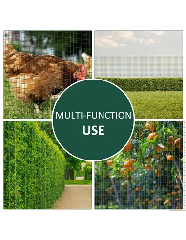 Pawhut PVC Coated Welded Wire Mesh Fencing Chicken Poultry Aviary Fence Run Hutch Pet Rabbit 30m Dark Green