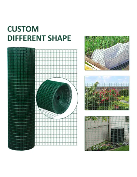 Pawhut PVC Coated Welded Wire Mesh Fencing Chicken Poultry Aviary Fence Run Hutch Pet Rabbit 30m Dark Green