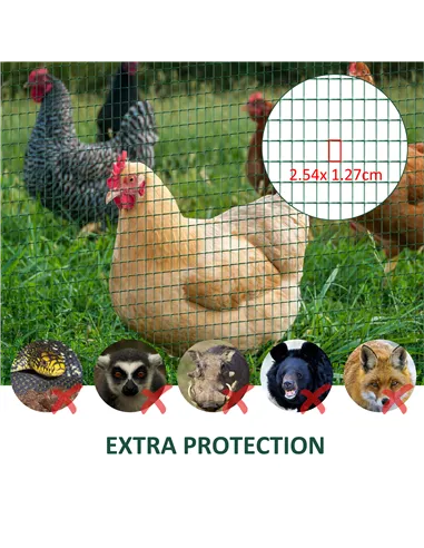 Pawhut PVC Coated Welded Wire Mesh Fencing Chicken Poultry Aviary Fence Run Hutch Pet Rabbit 30m Dark Green