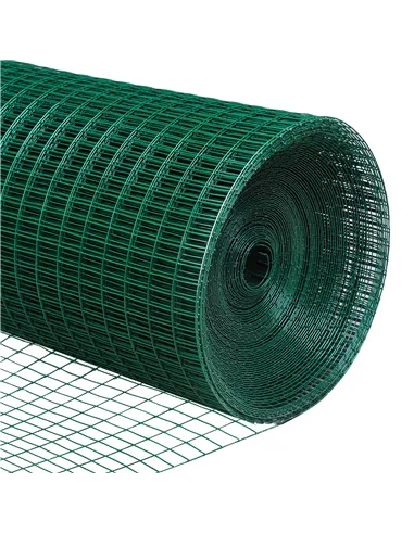 Pawhut PVC Coated Welded Wire Mesh Fencing Chicken Poultry Aviary Fence Run Hutch Pet Rabbit 30m Dark Green