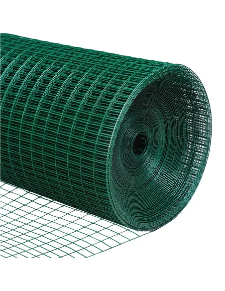 Pawhut PVC Coated Welded Wire Mesh Fencing Chicken Poultry Aviary Fence Run Hutch Pet Rabbit 30m Dark Green
