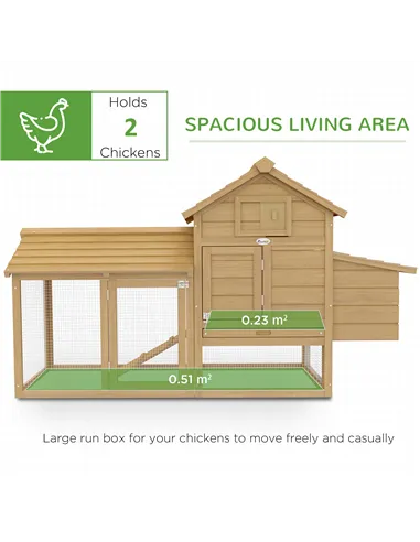 PawHut Small Chicken Coop with Run Hen House Poultry Coops Cages Nesting Box Wood 150.5 x 54 x 87cm