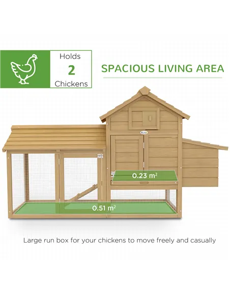 PawHut Small Chicken Coop with Run Hen House Poultry Coops Cages Nesting Box Wood 150.5 x 54 x 87cm