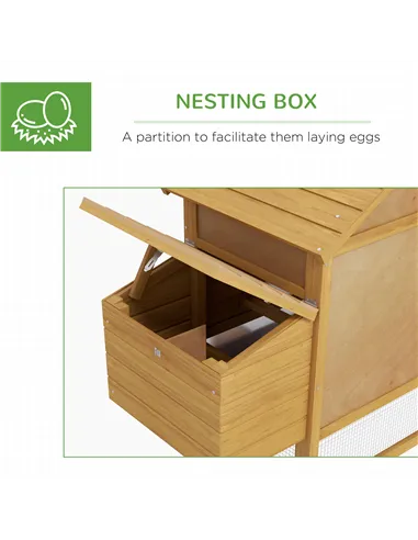 PawHut Small Chicken Coop with Run Hen House Poultry Coops Cages Nesting Box Wood 150.5 x 54 x 87cm