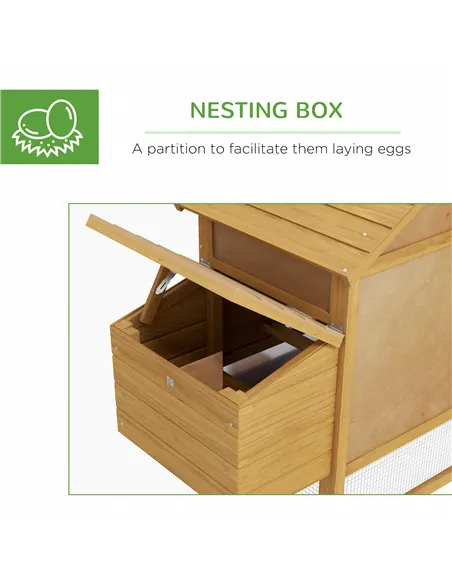 PawHut Small Chicken Coop with Run Hen House Poultry Coops Cages Nesting Box Wood 150.5 x 54 x 87cm
