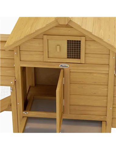 PawHut Small Chicken Coop with Run Hen House Poultry Coops Cages Nesting Box Wood 150.5 x 54 x 87cm