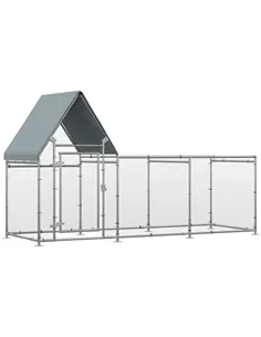 PawHut Walk In Chicken Run Chicken Coop, Large Poultry Cage Hen House for 6-8 Chickens Outdoor w/ Water-Resist Cover 302 x 107 x