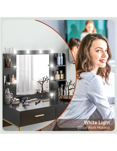 HOMCOM Dressing Table Set, with Storage and Stool - Black