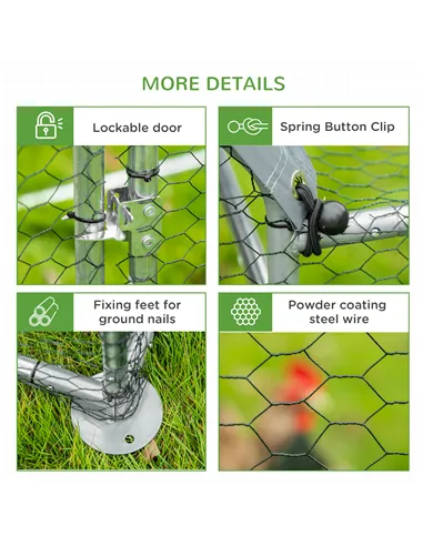 PawHut Walk In Chicken Run Chicken Coop, Large Poultry Cage Hen House for 6-8 Chickens Outdoor w/ Water-Resist Cover 302 x 107 x