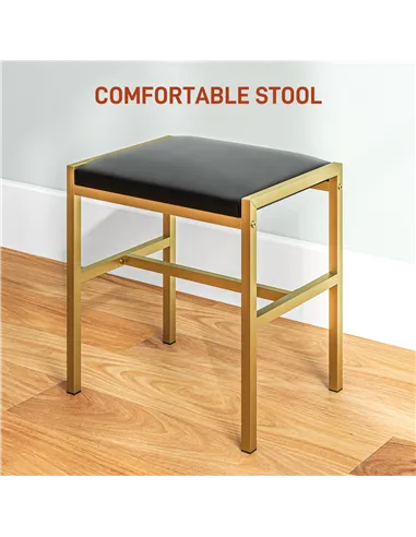 HOMCOM Dressing Table Set, with Storage and Stool - Black