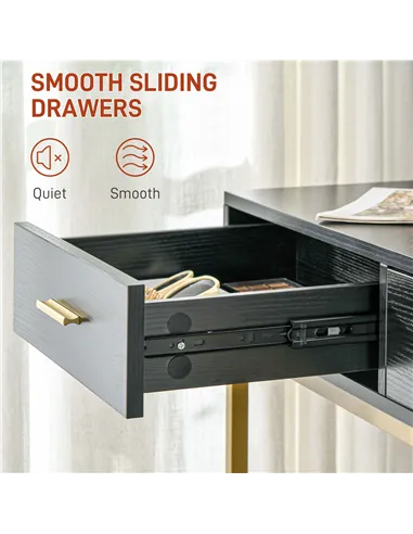 HOMCOM Dressing Table Set, with Storage and Stool - Black