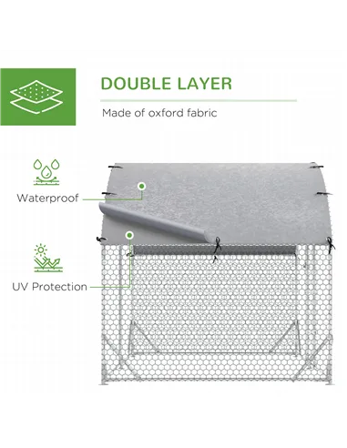 PawHut Walk In Chicken Run Galvanised Chicken Coop Hen Poultry House Cage Pet Playpen Garden with Water-Resist Cover, 2.8 x 1.9 