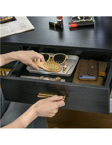 HOMCOM Dressing Table Set, with Storage and Stool - Black